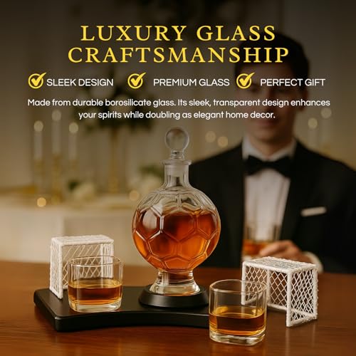 Soccer Whiskey Decanter Set with 2 Glasses & Goal Holder (3 Count)