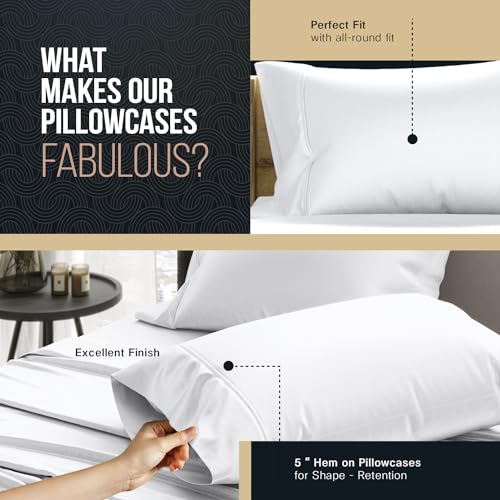 100% Egyptian Cotton Pillow Cases King Size Set of 2 (2 Count)