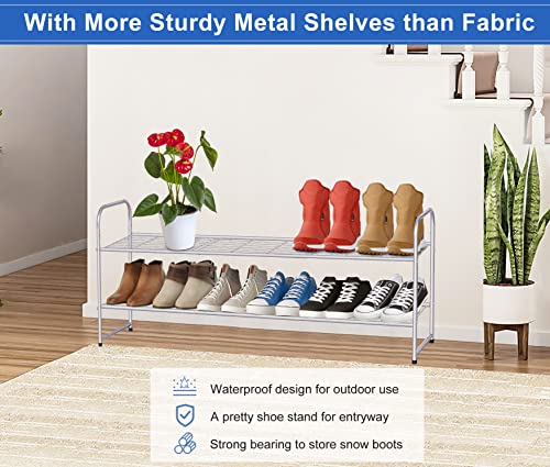 2 Tier Long Shoe Rack for Closet Shoe Organizer for Entryway