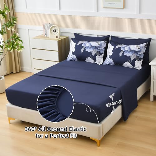 Navy Blue King Size Comforter Set 7 Piece Bed in a Bag