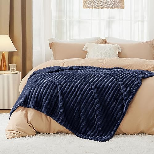Soft Twin Blanket for Bed Decor Gifts Navy Blue 60"x80"
