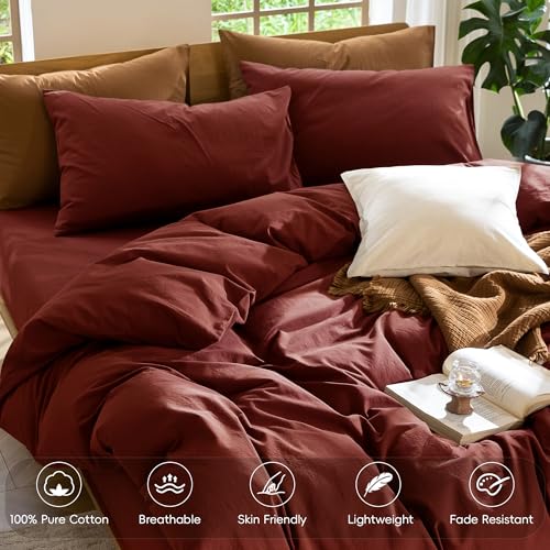 Duvet Cover Set 100% Washed Cotton Linen Like Twin