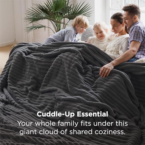 Extra Soft Large Fleece Blanket for Bed Grey 120"x120"