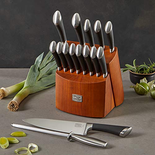 Fusion 17 Piece Kitchen Knife Set with Wooden Storage Block