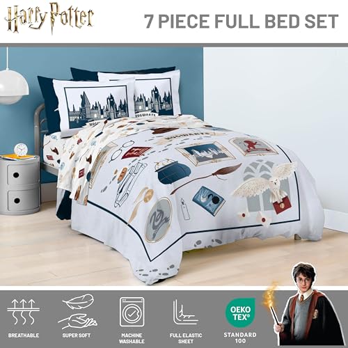 Harry Potter Full Comforter Set 7 Piece Soft Hogwarts Bedding