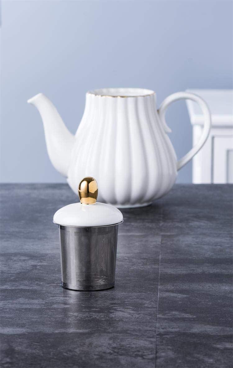 Pink Ceramic Teapot with Removable Stainless Steel Infuser