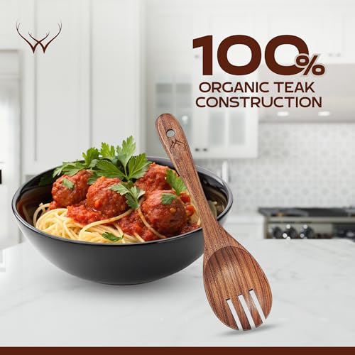 9 Pcs Teak Wooden Spoons for Cooking with Rest (9 Count)