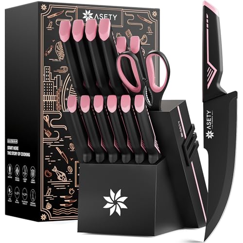 15 PCS Knife Set with Block and Sharpener (15 Count)