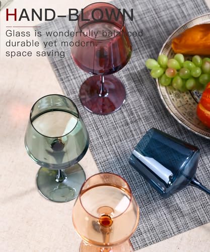 Original Hand Blown Colored Wine Glasses Set of 6 (6 Count)