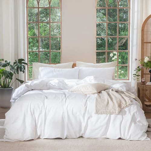 Duvet Cover Set 100% Washed Cotton Linen Like Alaska King (3 Piece Set)