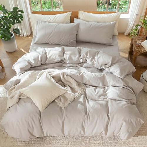 Duvet Cover Set 100% Washed Cotton Linen Like King