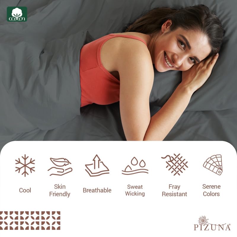 100% Cotton Sheets Set King 400 Thread Count Dark Grey