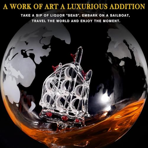 Globe Whiskey Decanter Set with 4 Glasses 850ml