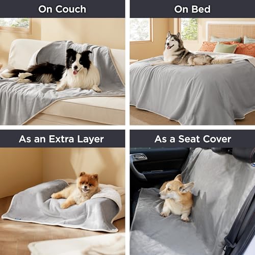 Waterproof Dog Blankets for Large Dogs Sherpa Fleece Throw