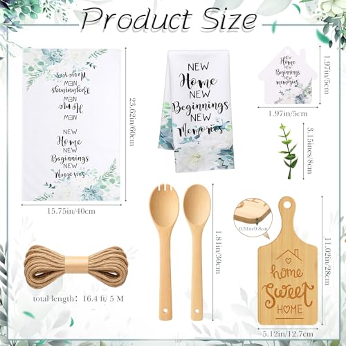 62 Pcs Housewarming Gifts Bulk Engraved Cutting Board New Home Beginning Kitchen Towels Cards Bamboo Spoons House Warming Gift Set for Homeowner Neighbor Couple Apartment Kitchen (62 Count)