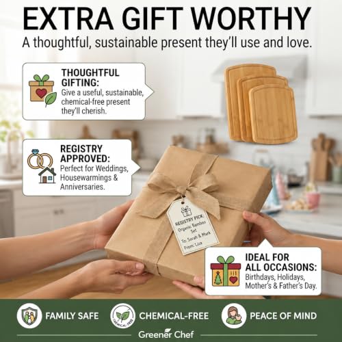 SAFEST Extra Large Bamboo Cutting Board Set of 3 with Glue (3 Count)