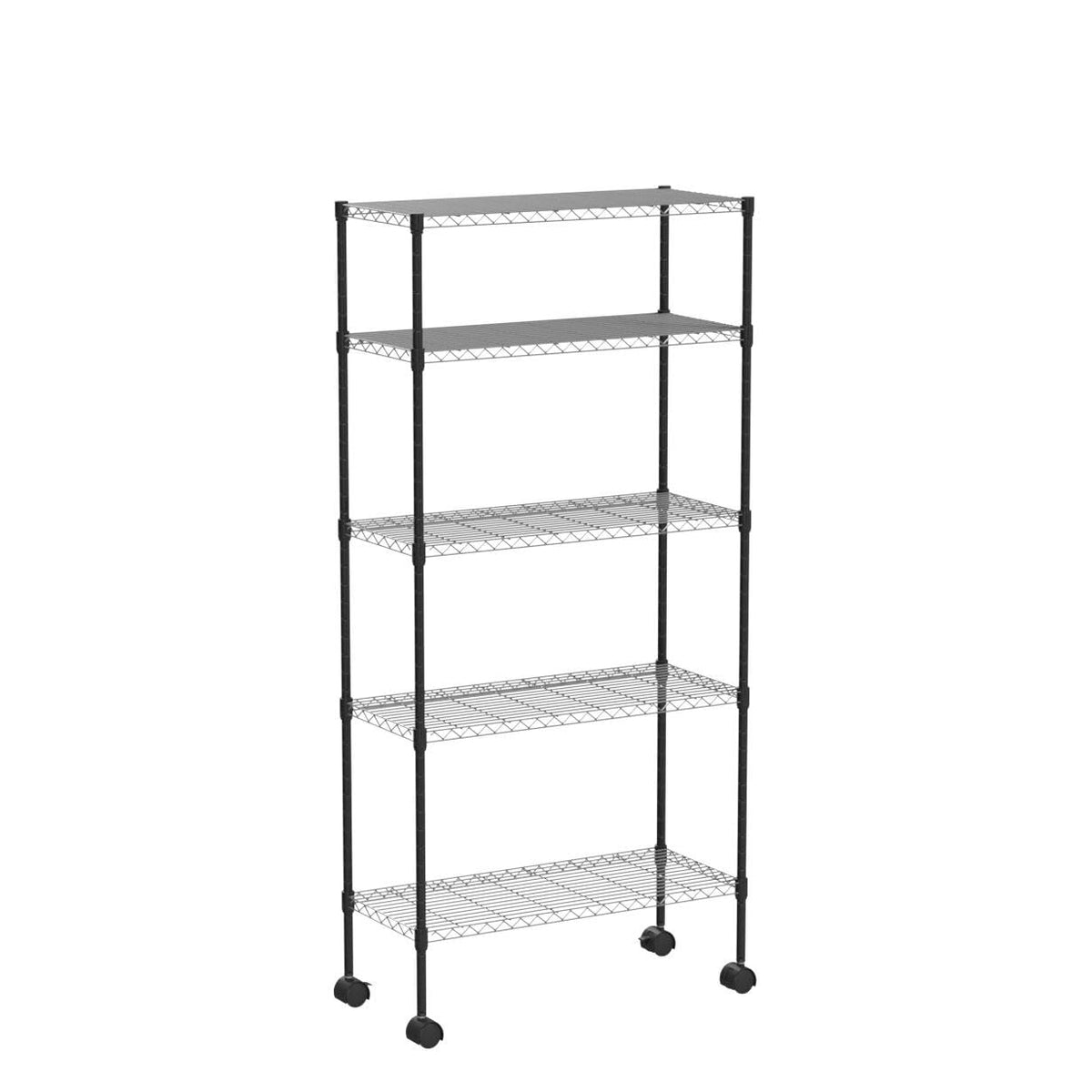 30" L×14" W×60" H Wire Shelving Unit Metal Shelf with 5 Tier Casters Adjustable Layer Rack Strong Steel for Restaurant Garage Pantry Kitchen Garage