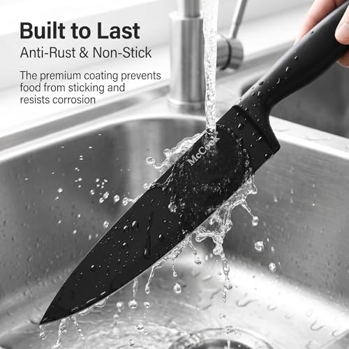 Knife Set Black Kitchen Knife Block Set w Built