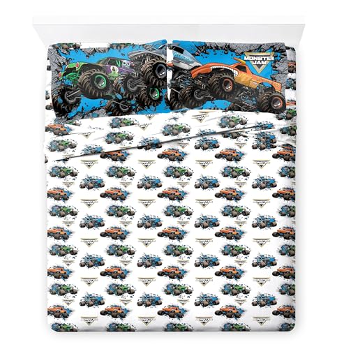 Monster Jam Queen Comforter Set 7 Piece Kids Bedding for Boys