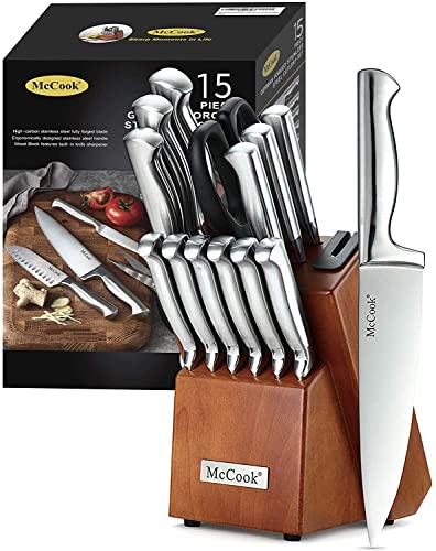 Kitchen Knife Set 15PC Knife Block Set w Built (15 Count)