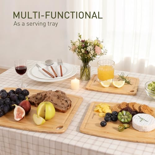 Lightweight Durable Bamboo Cutting Board Set with Non (3 Count)