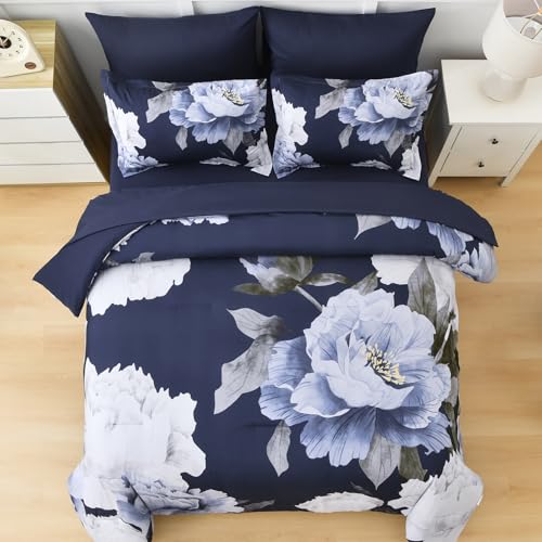 Navy Blue King Size Comforter Set 7 Piece Bed in a Bag