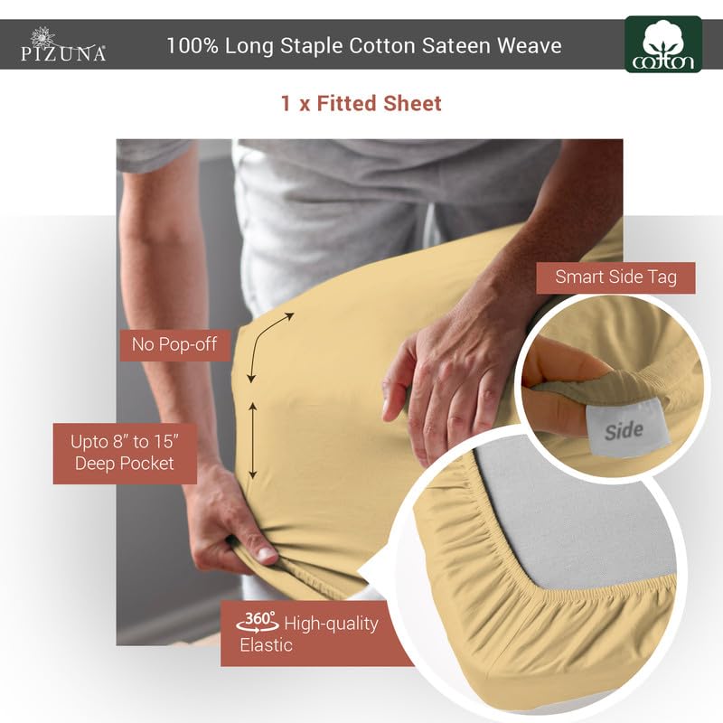 Full Cotton Fitted Sheet 400 Thread Count Tan