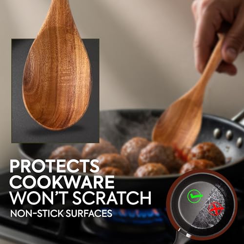 Teak Wooden Spoon for Cooking With Teak Spoon Rest (2 Count)