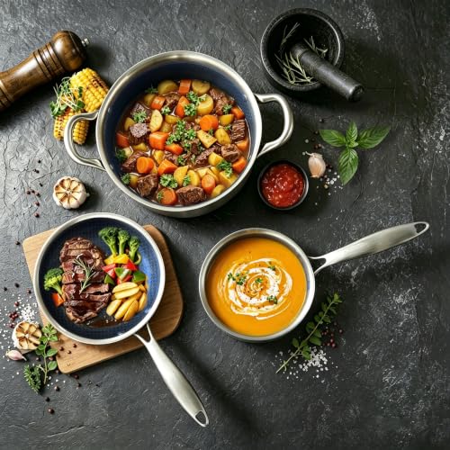 5PCS Stainless Steel Pots and Pans Set Non stick