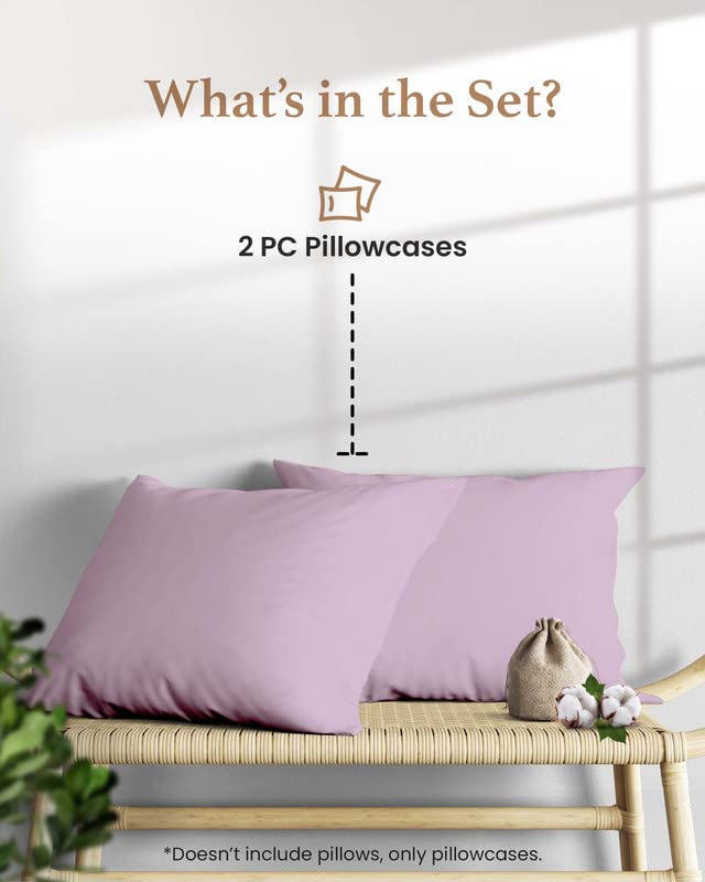 1000 TC Lavender King Pillowcases Set of 2 100% Egyptian Cotton Pillow Cases with Long Staple Cotton & Sateen Weave (2 Count)