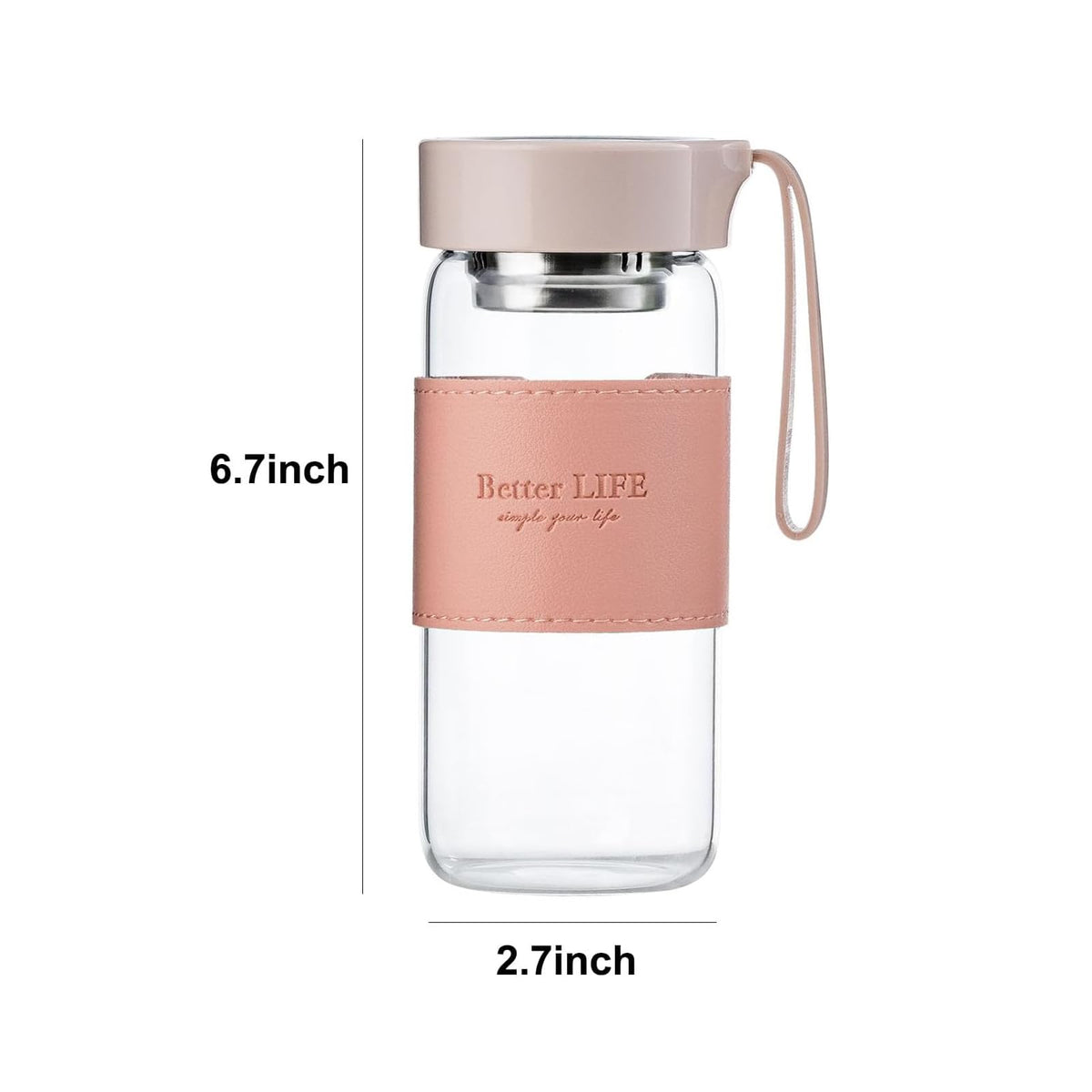 Glass Tea Bottle 16 oz Drinking Bottle with Non