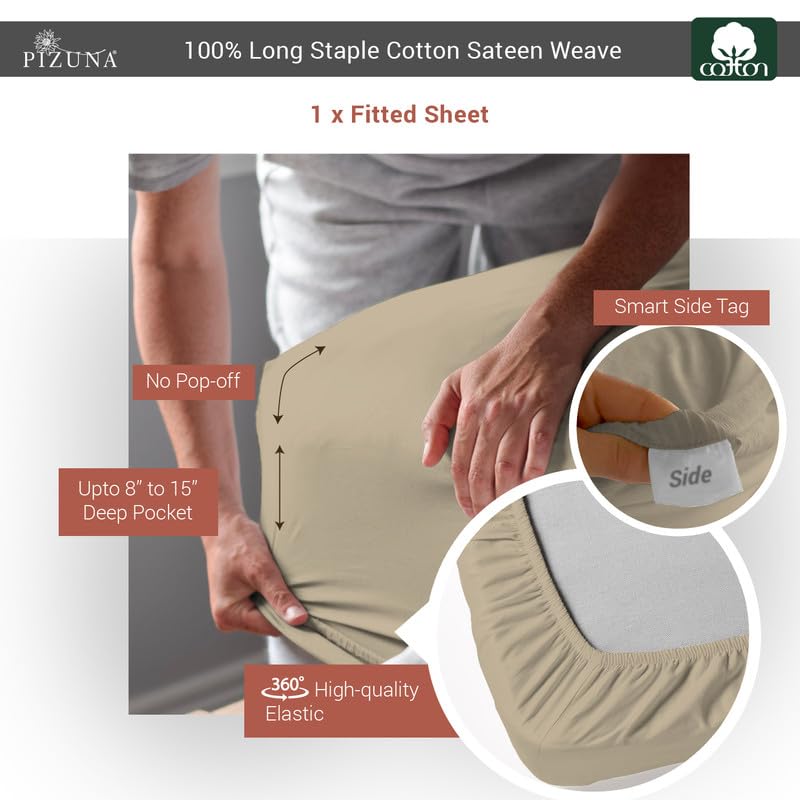 Pure 100% Cotton King Fitted Sheet Only