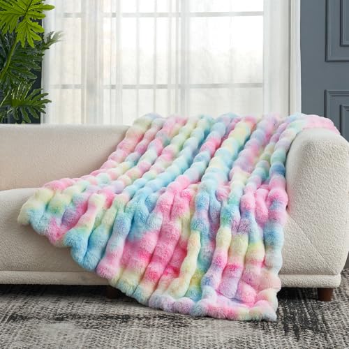 Faux Fur Throw Blanket for Couch