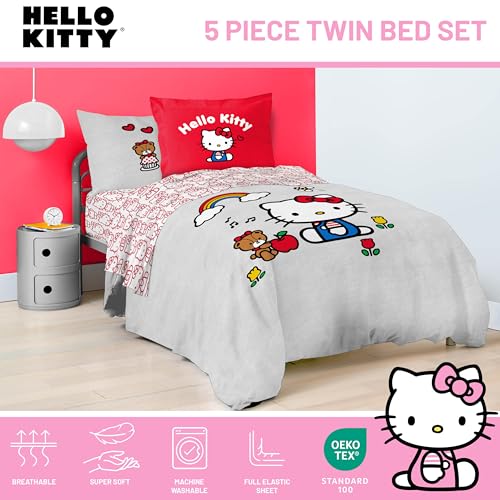 Sanrio Hello Kitty Twin Comforter Set 5 Piece Bedding for Girls