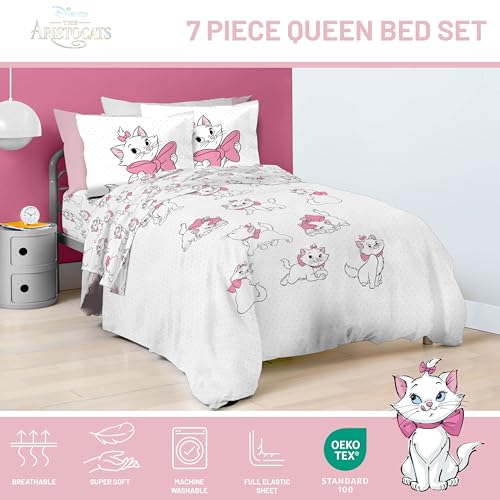 Disney Aristocats Marie Queen Comforter Set 7 Piece Kids Bedding