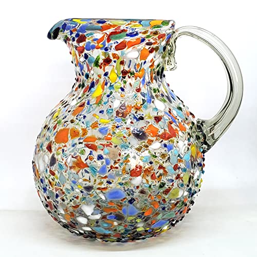 Confetti Rocks 120 oz Pitcher and 6 Drinking Glasses set