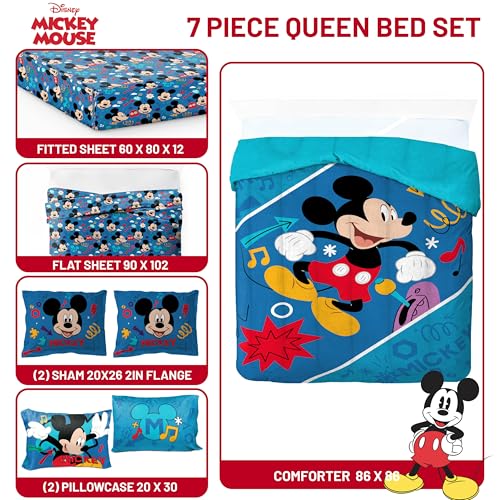 Disney Mickey Mouse Queen Comforter Set 7 Piece Kids Bedding
