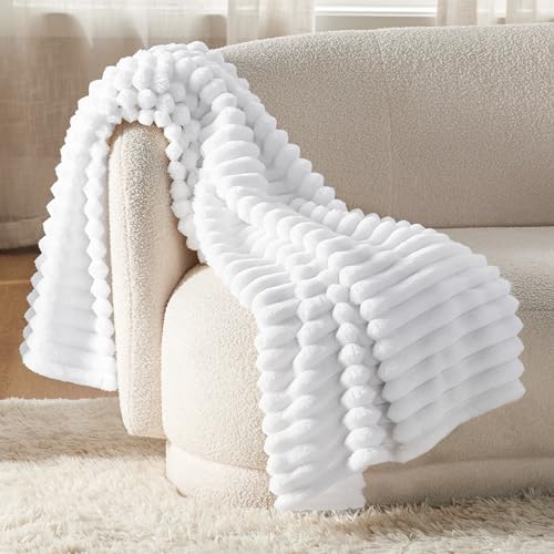 Soft Throw Blanket for Couch Decor Gifts Bright White 50"x70"