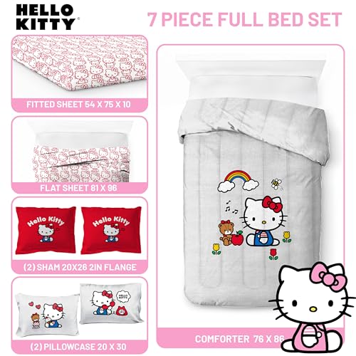 Sanrio Hello Kitty Full Comforter Set 7 Piece Bedding for Girls