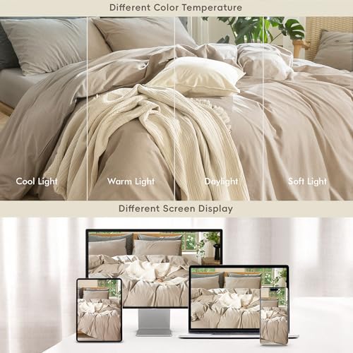 Duvet Cover Set 100% Washed Cotton Linen Like Oversized King (64 Ounce)