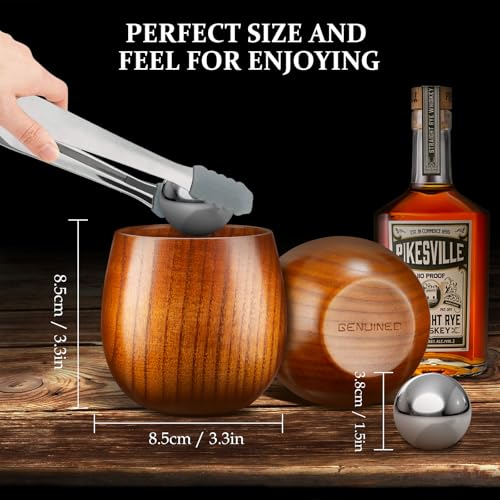 Original Wooden Whiskey Glasses Set of 2 (2 Count)