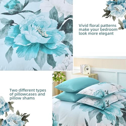 Floral Comforter Set Queen Size 7 Piece Bed in a Bag