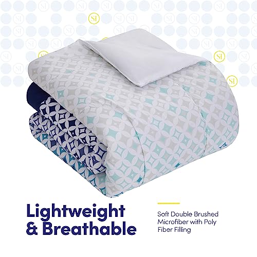 5 Piece Comforter Set Bag Solid Color All Season Soft Down Alternative Blanket & Luxurious Microfiber Bed Sheets