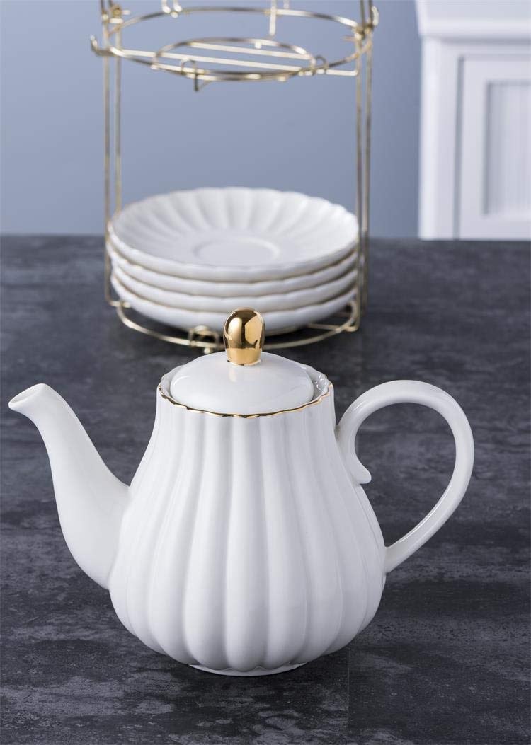 Pink Ceramic Teapot with Removable Stainless Steel Infuser