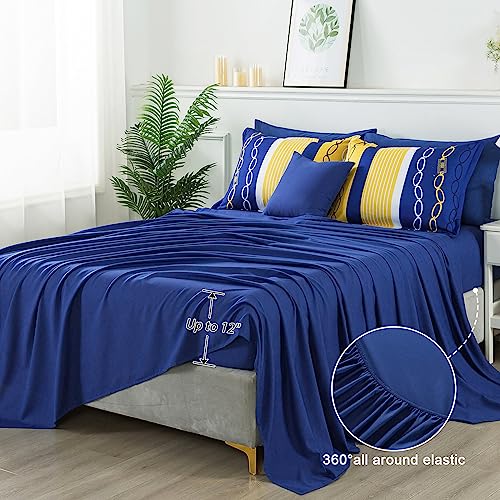 8 Pieces Bed in a Bag Stripe Comforter Set Queen Size