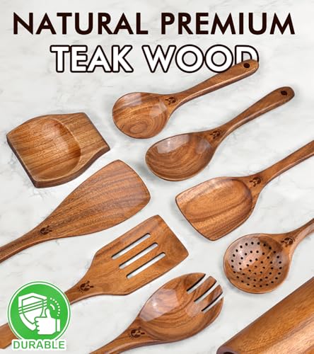 9Pcs Wooden Spoons for Cooking (9 Count)