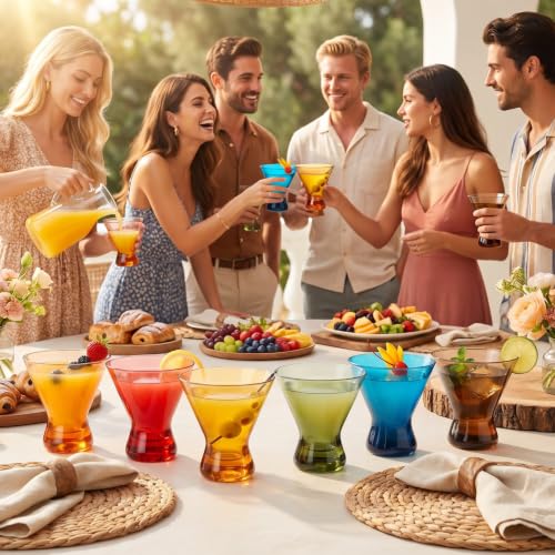 13 Ounce Colorful Pastel Plastic Stemless Martini Glasses