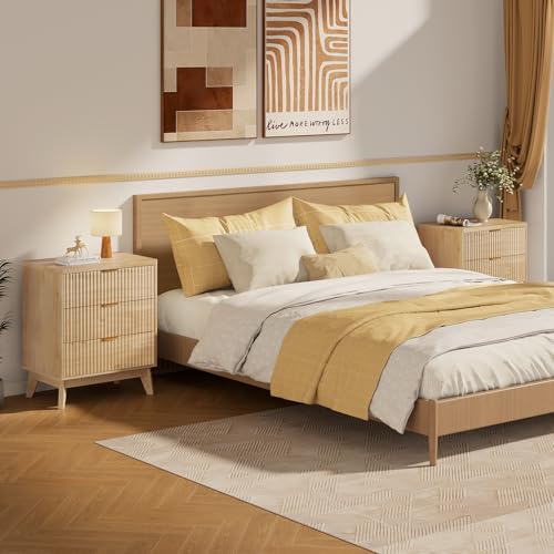 Fluted Night Stand with 3 Drawers