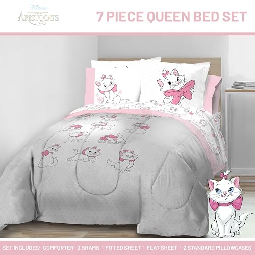 Disney Aristocats Marie Queen Comforter Set 7 Piece Kids Bedding
