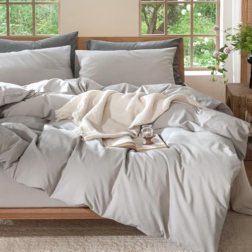 Duvet Cover Set 100% Washed Cotton Linen Like King